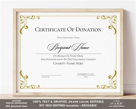 charity donation gift certificate.